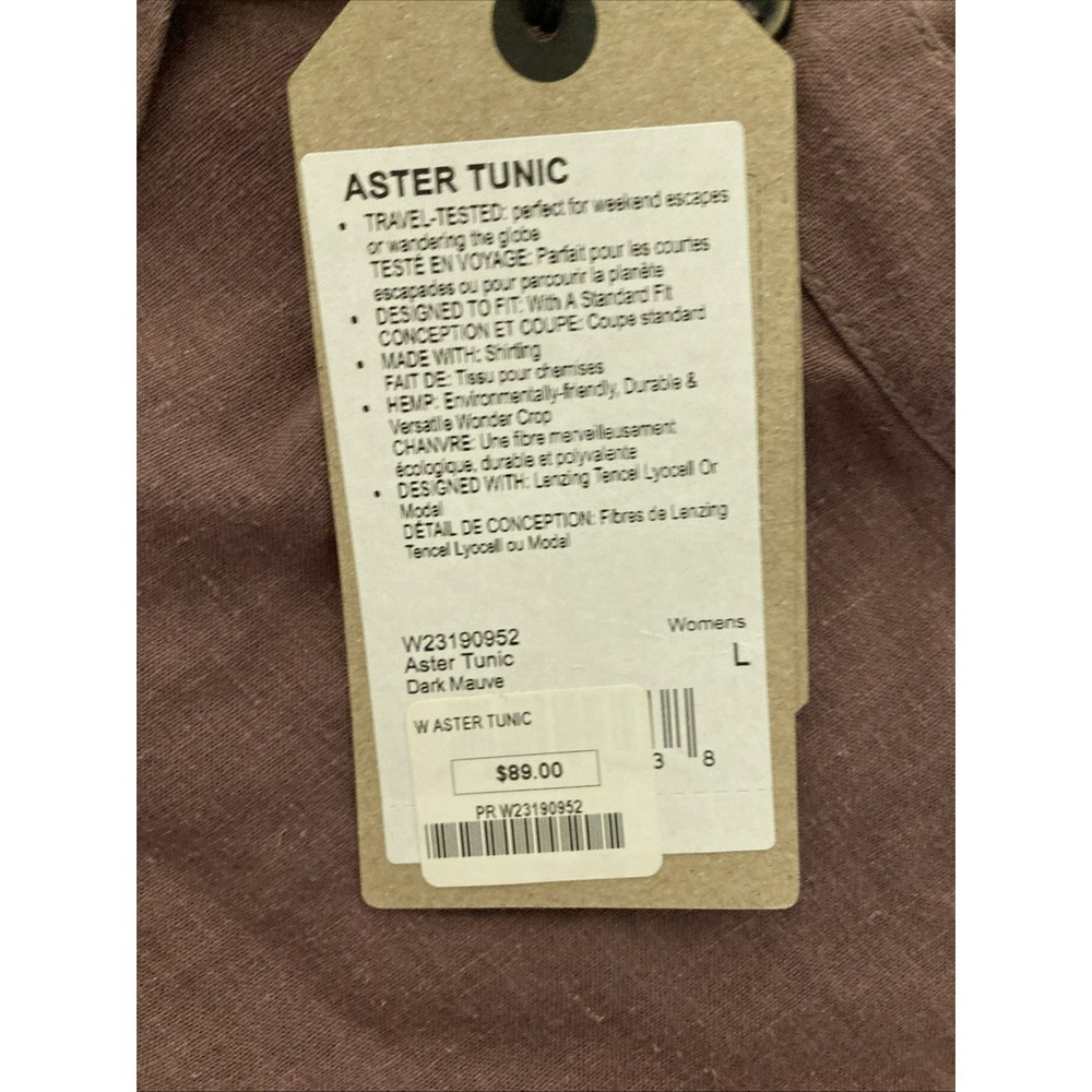 Prana Aster Tunic‎ Women's Sz L New Mauve Hemp Long Sleeve Button Zip Pocket $89 - Picture 7 of 10